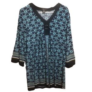STYLE & CO. Vibrant FLORAL Print TUNIC Top Size Large